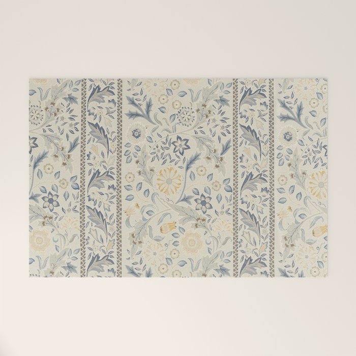 William Morris Vintage Wilhelmina Weave Lethaby Pale Blue Indigo Welcome Mat Gallery Image 1