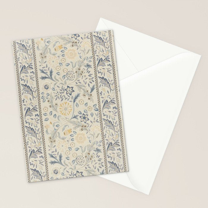 William Morris Vintage Wilhelmina Weave Lethaby Pale Blue Indigo Stationery Card Gallery Image 2