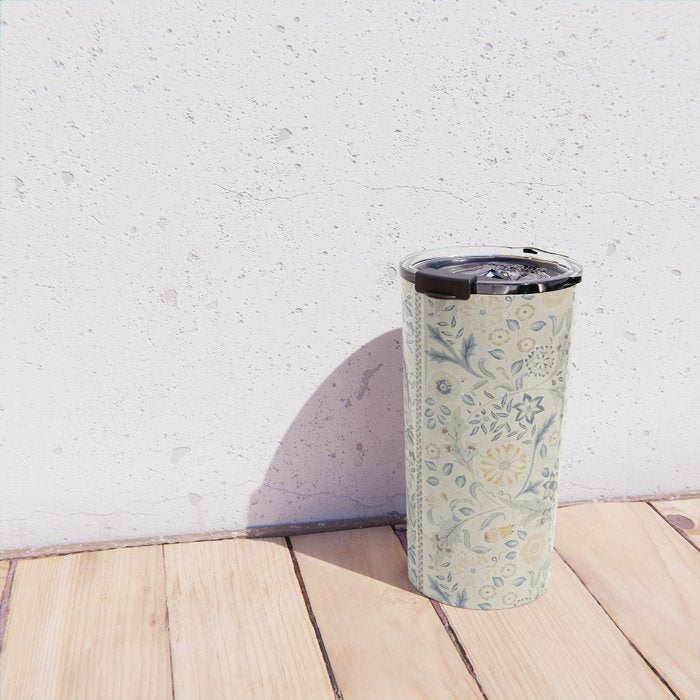 William Morris Vintage Wilhelmina Weave Lethaby Pale Blue Indigo Travel Mug Gallery Image 4