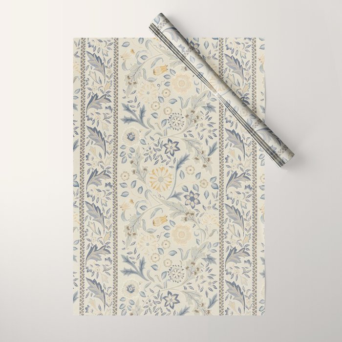 William Morris Vintage Wilhelmina Weave Lethaby Pale Blue Indigo Wrapping Paper Gallery Image 1