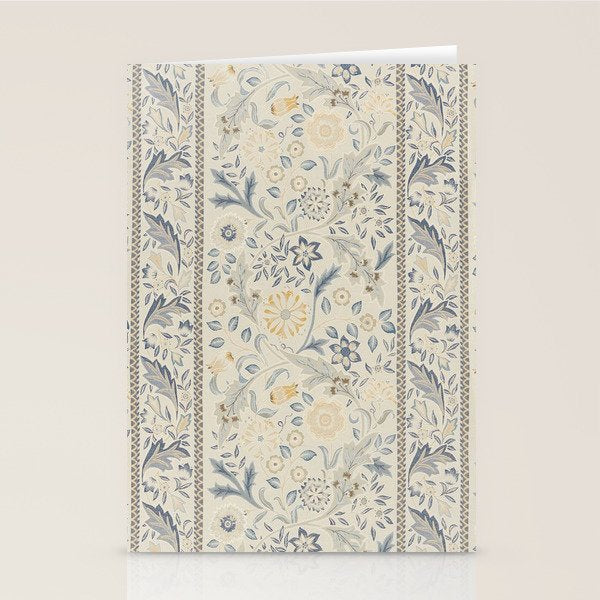William Morris Vintage Wilhelmina Weave Lethaby Pale Blue Indigo Stationery Card Gallery Image 1
