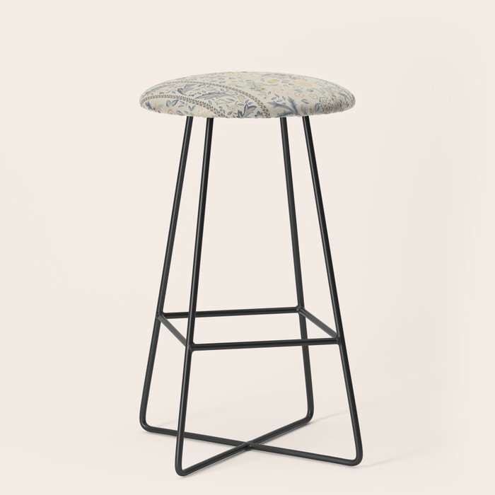 William Morris Vintage Wilhelmina Weave Lethaby Pale Blue Indigo Stool Gallery Image 1