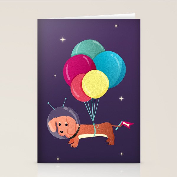 Galaxy Dog with balloons Stationery Card Gallery Image 1