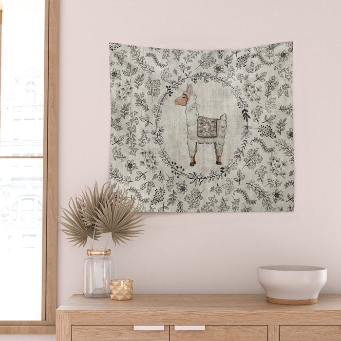 Lala Llama Wall Tapestry Gallery Image 2