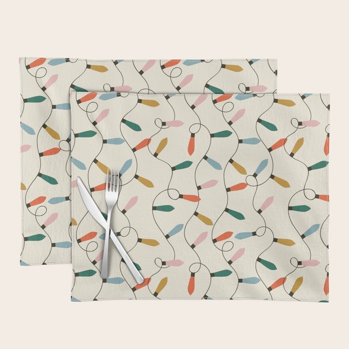 Vintage christmas lights art pattern Placemat Gallery Image 1