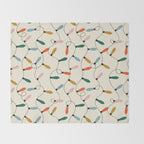 Vintage christmas lights art pattern Throw Blanket Gallery Image 2