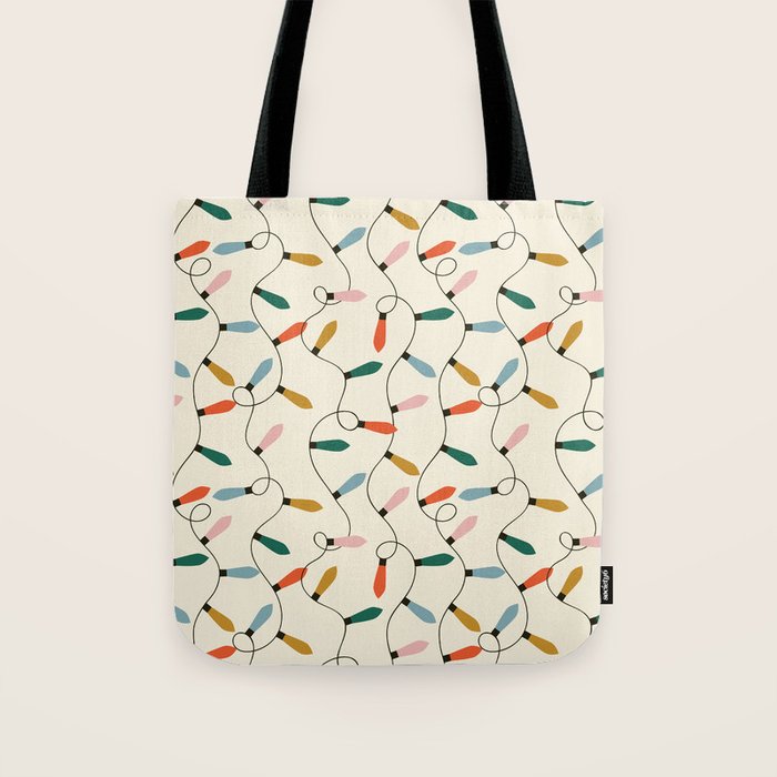 Vintage christmas lights art pattern Tote Bag Gallery Image 1