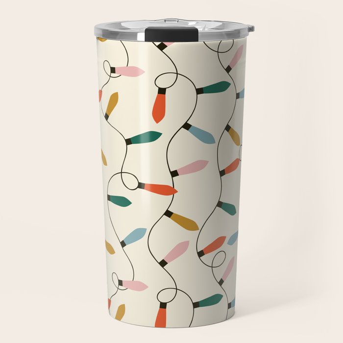 Vintage christmas lights art pattern Travel Mug Gallery Image 1