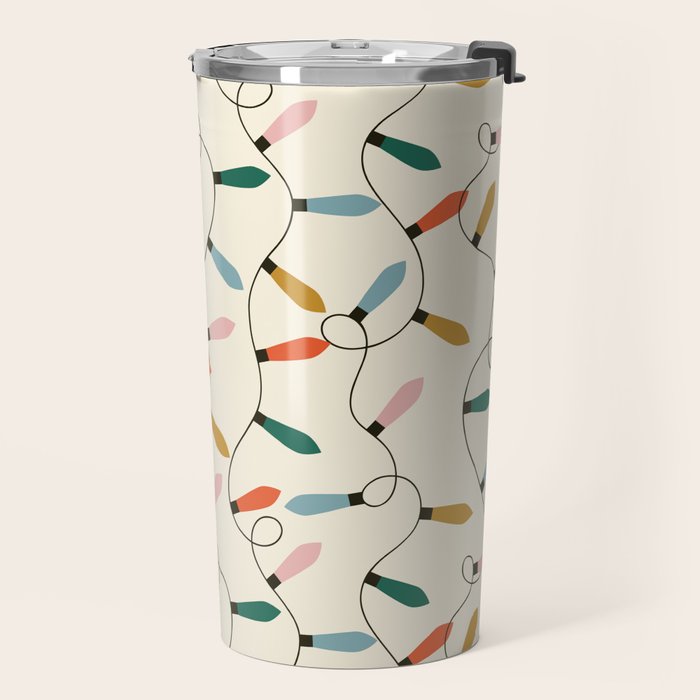 Vintage christmas lights art pattern Travel Mug Gallery Image 2