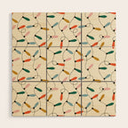 Vintage christmas lights art pattern Wood Wall Art Gallery Image 1