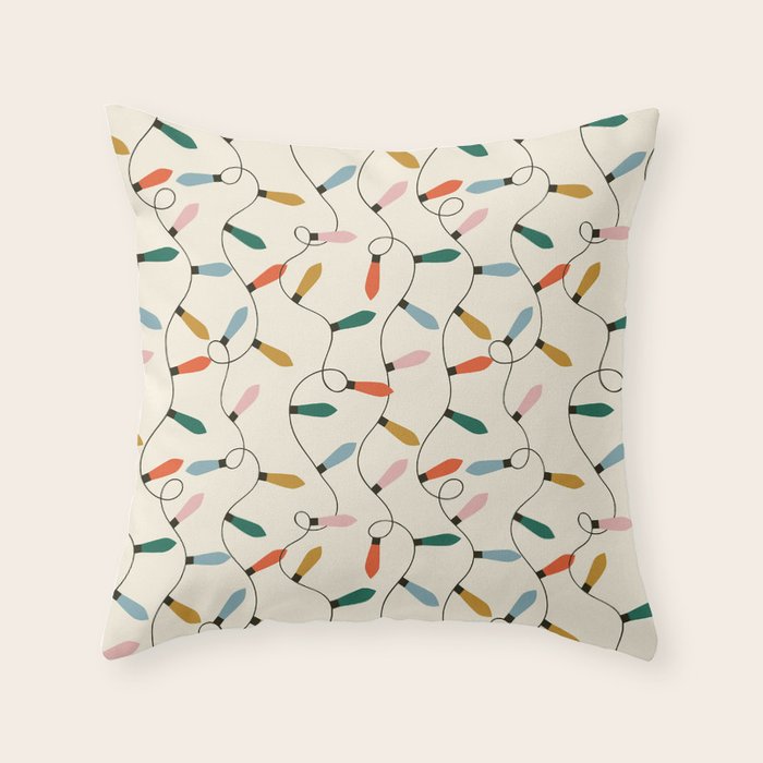 Vintage christmas lights art pattern Throw Pillow Gallery Image 6