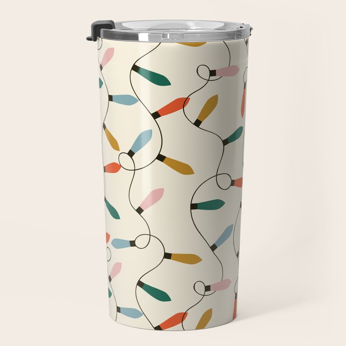 Vintage christmas lights art pattern Travel Mug Gallery Image 3