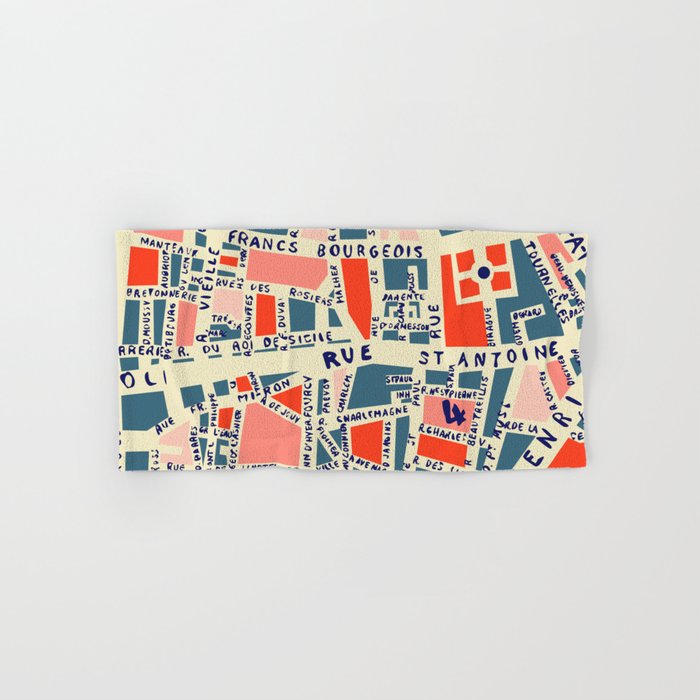 paris map blue Bath Towel Gallery Image 1