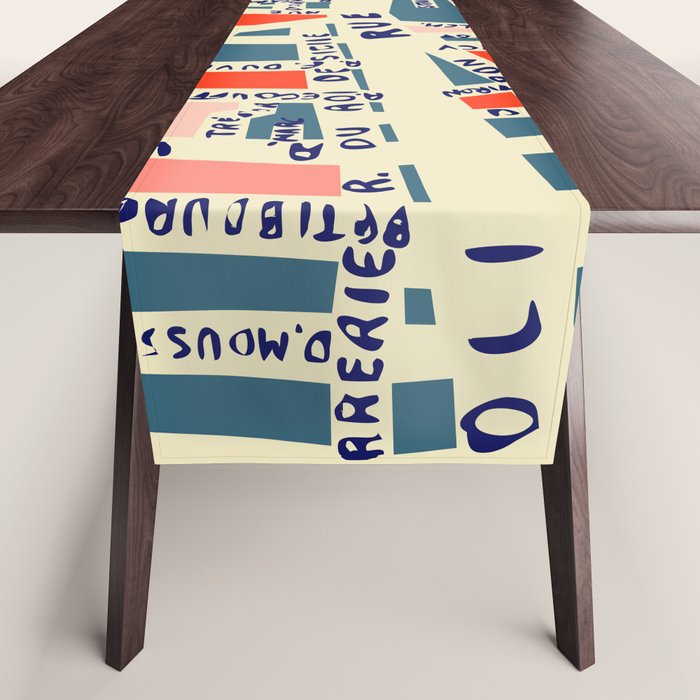 paris map blue Table Runner Gallery Image 1