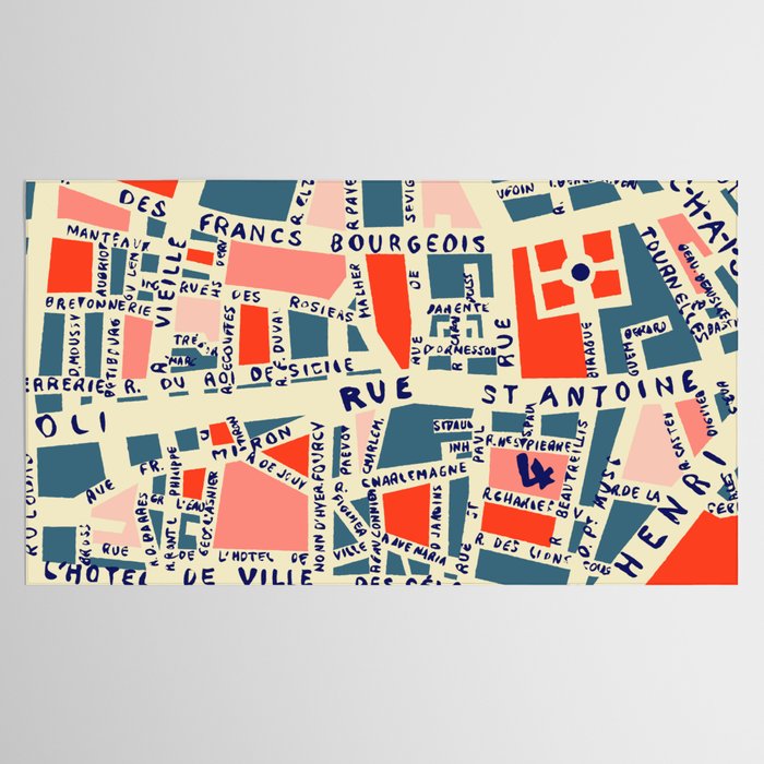 paris map blue Tablecloth Gallery Image 2
