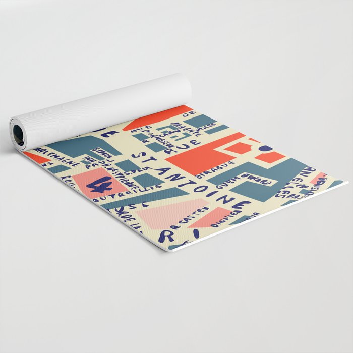 paris map blue Yoga Mat Gallery Image 2
