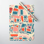 paris map blue Wrapping Paper Gallery Image 1