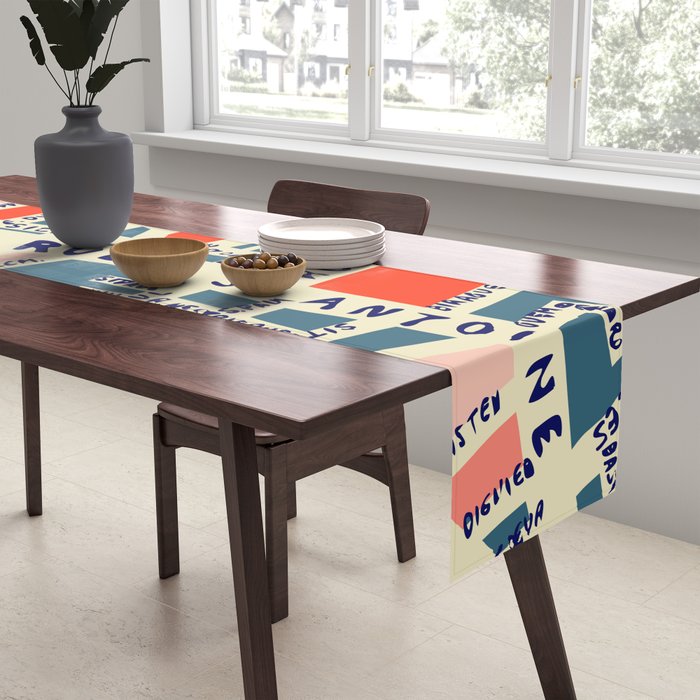 paris map blue Table Runner Gallery Image 2