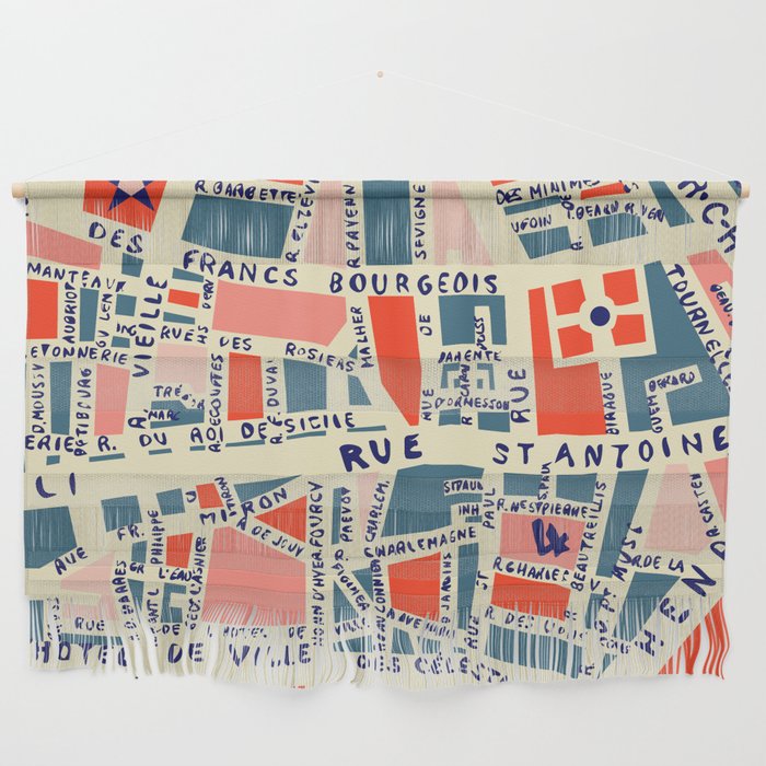 paris map blue Wall Hanging Gallery Image 1