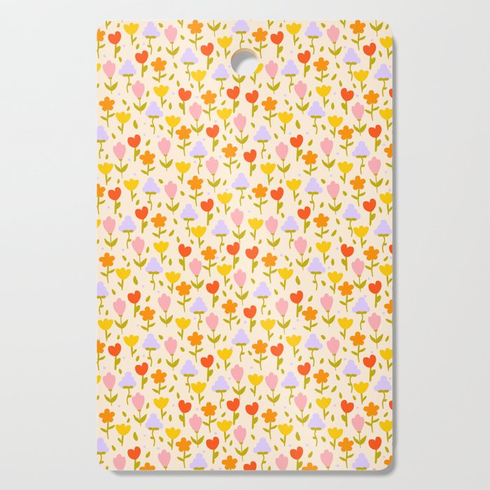 Colourful spring flowers pattern  Cutting Board Gallery Image 1