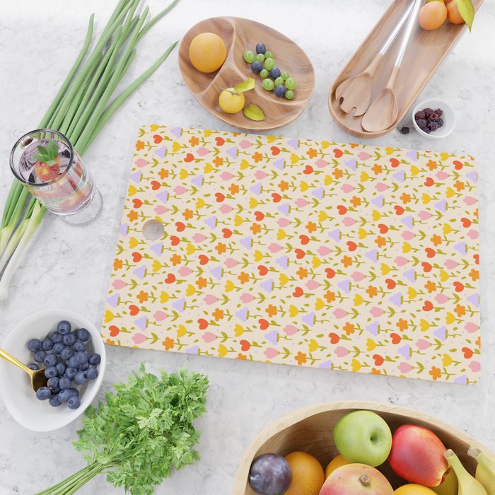 Colourful spring flowers pattern  Cutting Board Gallery Image 2