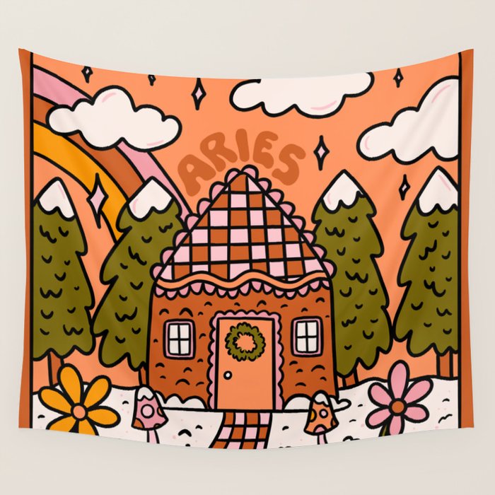 Aries Gingerbread House Wall Tapestry Gallery Image 1