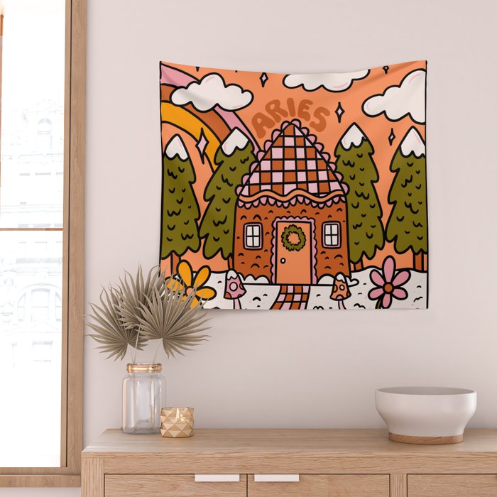 Aries Gingerbread House Wall Tapestry Gallery Image 2