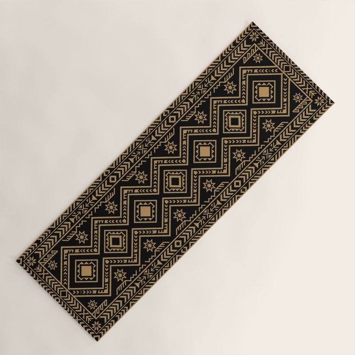 Intricate Gold and Black Tribal Surface Pattern Yoga Mat Gallery Image 1