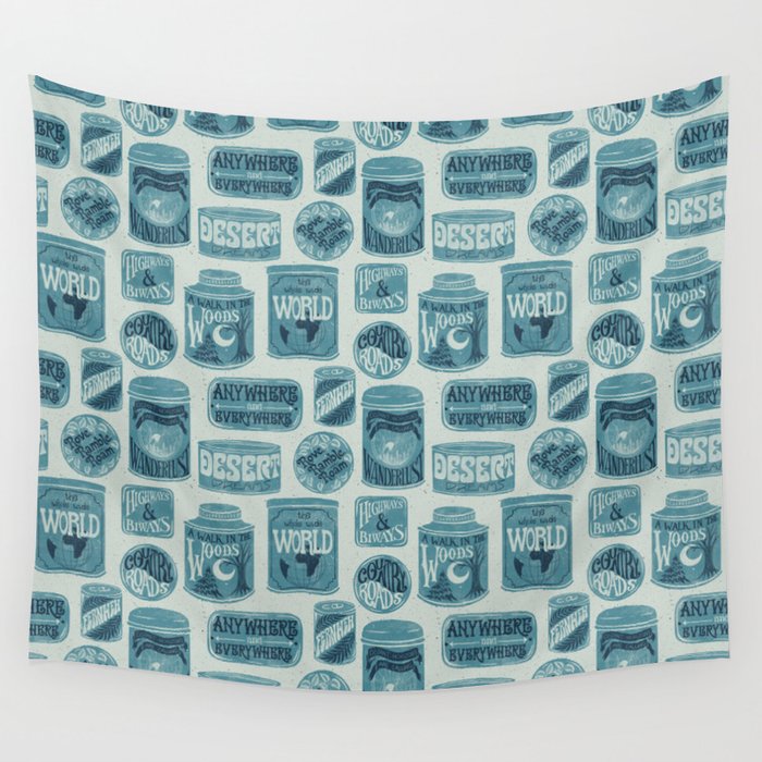 Vagabondâs Cupboard - dusty blue Wall Tapestry Gallery Image 4
