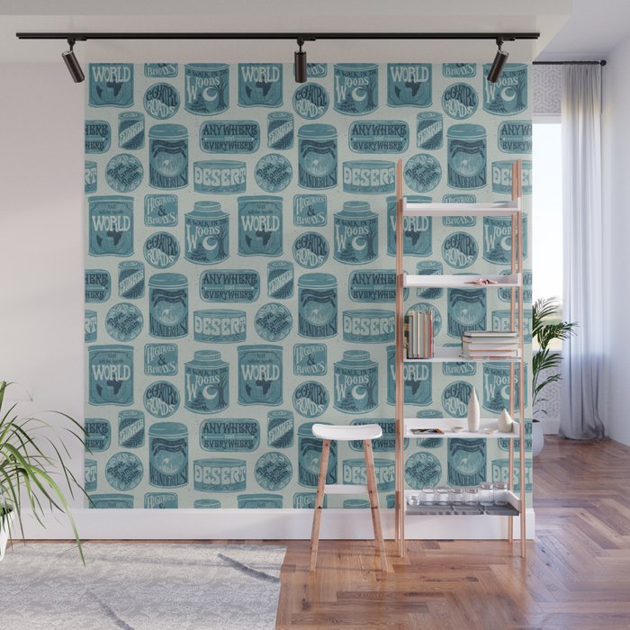 Vagabondâs Cupboard - dusty blue Wall Mural Gallery Image 1