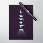 Cat Landscape 103: Falling Cat Moon Wrapping Paper Gallery Image 1