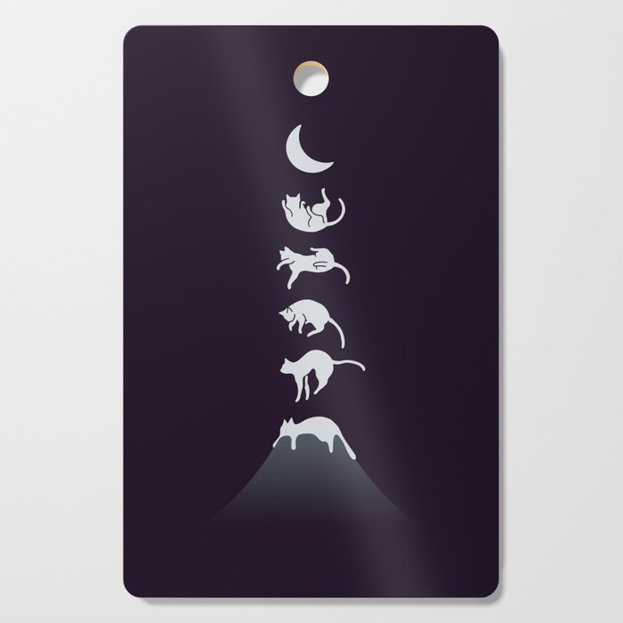 Cat Landscape 103: Falling Cat Moon Cutting Board Gallery Image 1