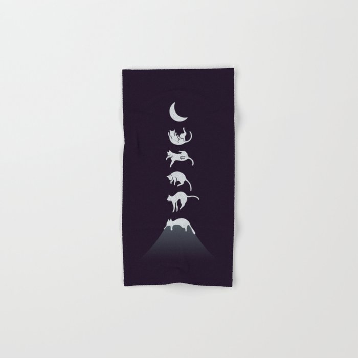 Cat Landscape 103: Falling Cat Moon Bath Towel Gallery Image 1