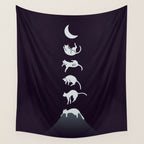 Cat Landscape 103: Falling Cat Moon Wall Tapestry Gallery Image 4