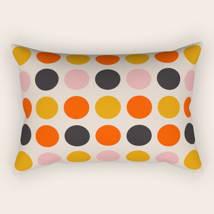 Retro Bauhaus Dots | 70s European Pattern Rectangular Pillow Gallery Image 1