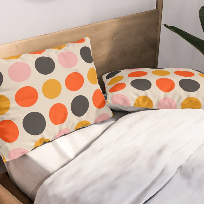 Retro Bauhaus Dots | 70s European Pattern Pillow Sham Gallery Image 2