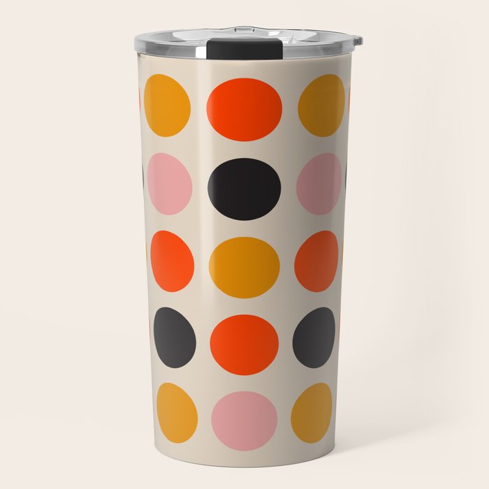 Retro Bauhaus Dots | 70s European Pattern Travel Mug Gallery Image 1
