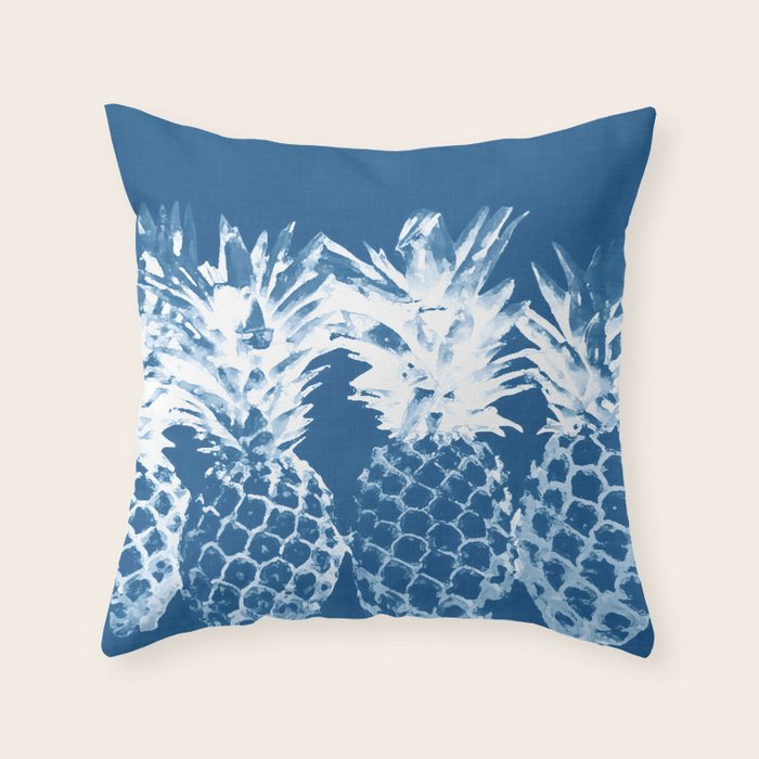 Pineapple blues Throw Pillow Gallery Image 1