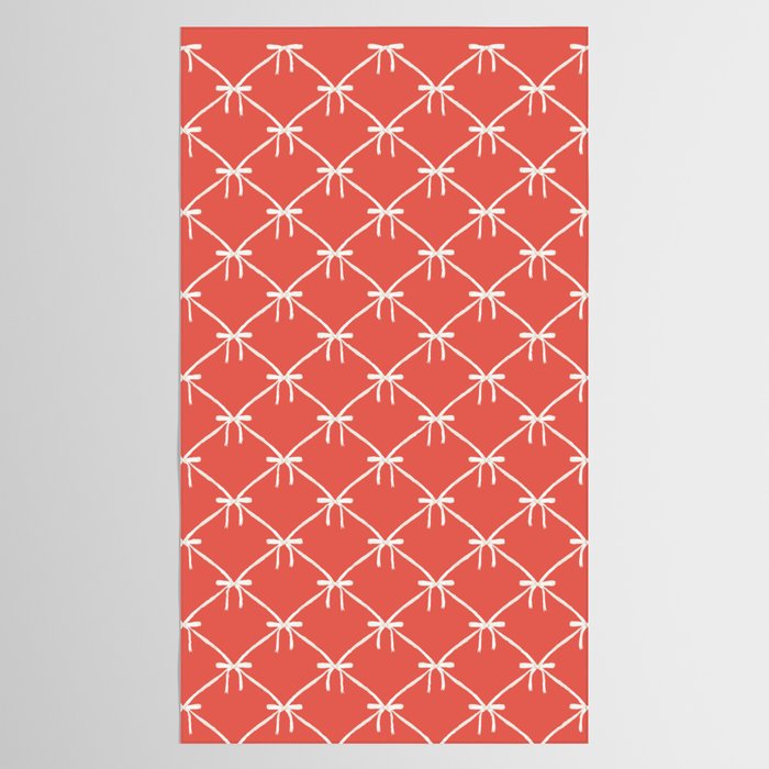 Bows & Ribbons Pattern XIII Bright Red Tablecloth Gallery Image 2