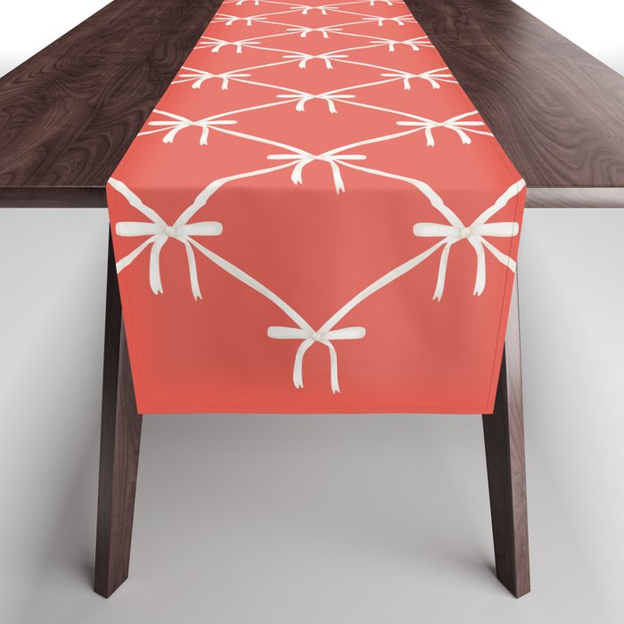 Bows & Ribbons Pattern XIII Bright Red Table Runner Gallery Image 1
