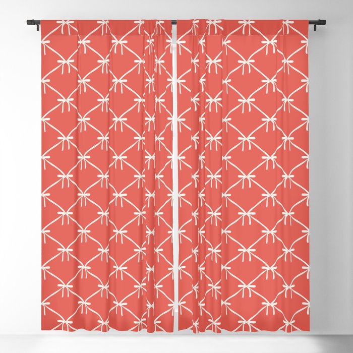 Bows & Ribbons Pattern XIII Bright Red Window Curtain Gallery Image 5