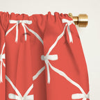 Bows & Ribbons Pattern XIII Bright Red Window Curtain Gallery Image 2
