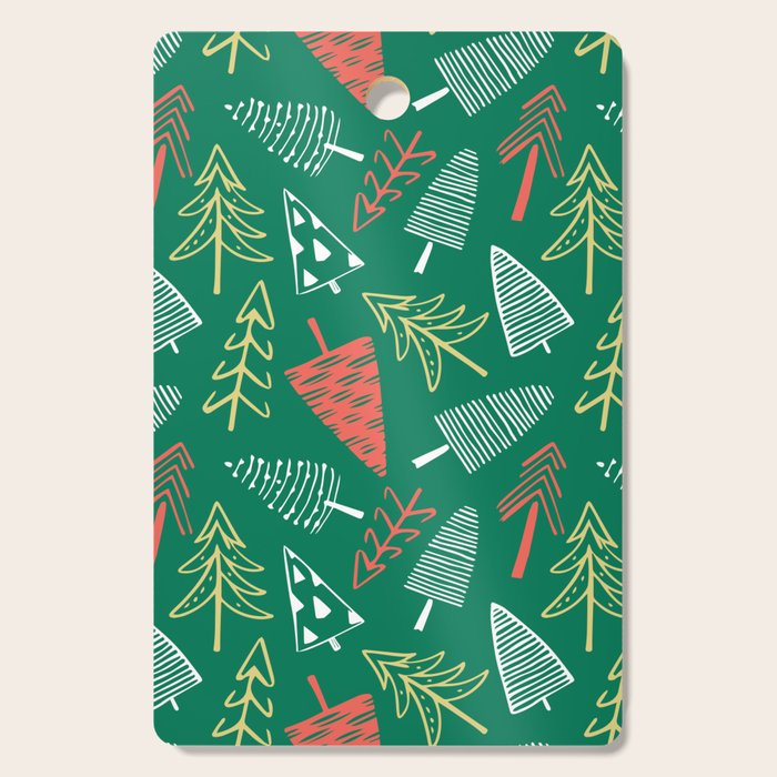 Christmas pine tree doodle pattern Cutting Board Gallery Image 1