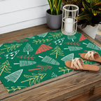 Christmas pine tree doodle pattern Outdoor Rug Gallery Image 2