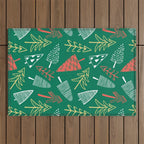 Christmas pine tree doodle pattern Outdoor Rug Gallery Image 1