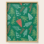 Christmas pine tree doodle pattern Serving Tray Gallery Image 1