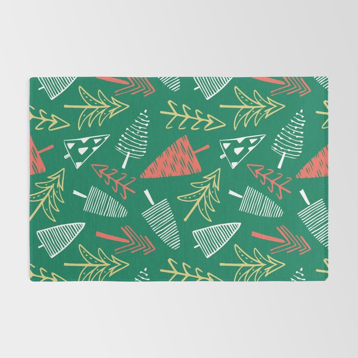 Christmas pine tree doodle pattern Rug Gallery Image 2