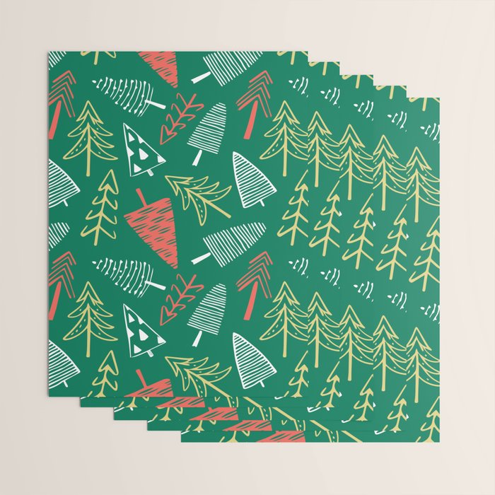 Christmas pine tree doodle pattern Wrapping Paper Gallery Image 3