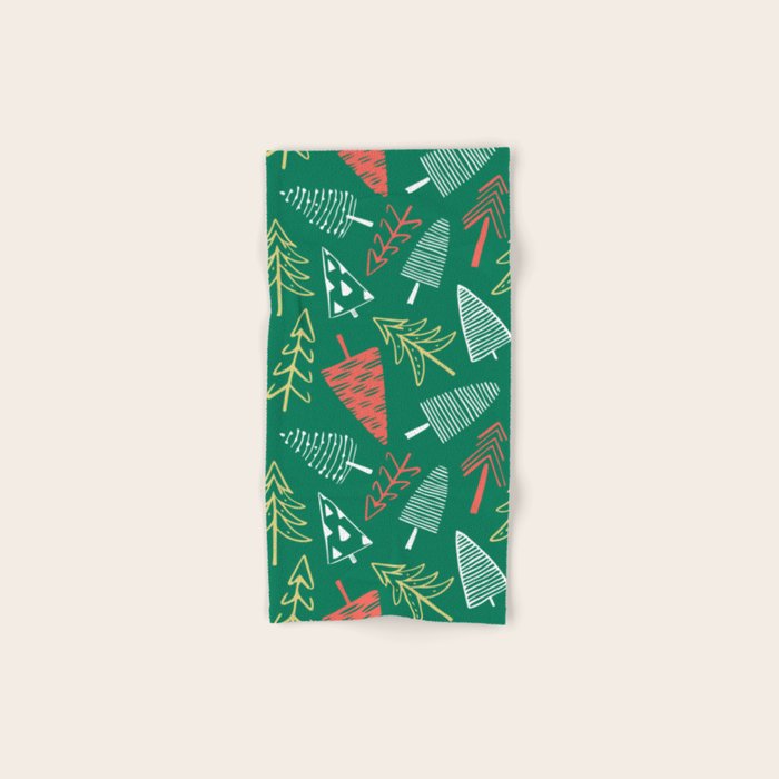 Christmas pine tree doodle pattern Bath Towel Gallery Image 1