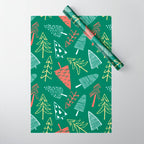 Christmas pine tree doodle pattern Wrapping Paper Gallery Image 1